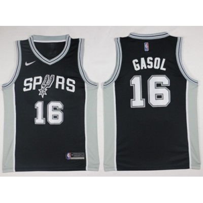 Nike San Antonio Spurs #16 Pau Gasol Black NBA Swingman Icon Edition Jersey Men's